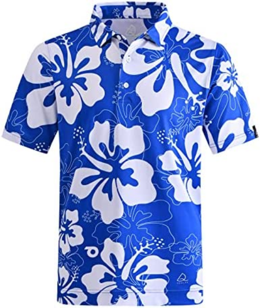 New Blue White Floral Extreme Polo